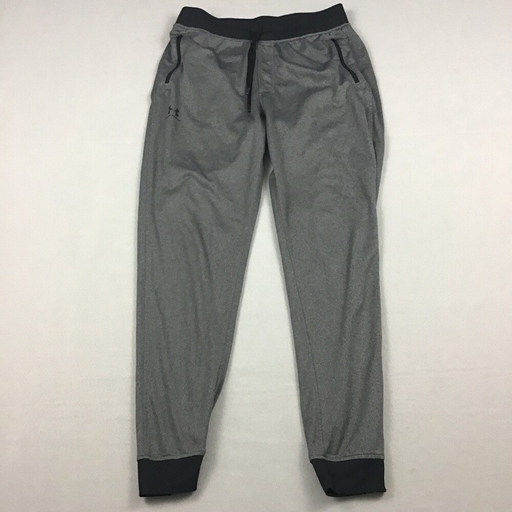 Under Armour Pants Men Large Gray Jogger Fitted Tapered Loose Drawstring Gym L